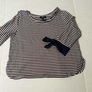 Navy and White Striped Top with Bow Accent